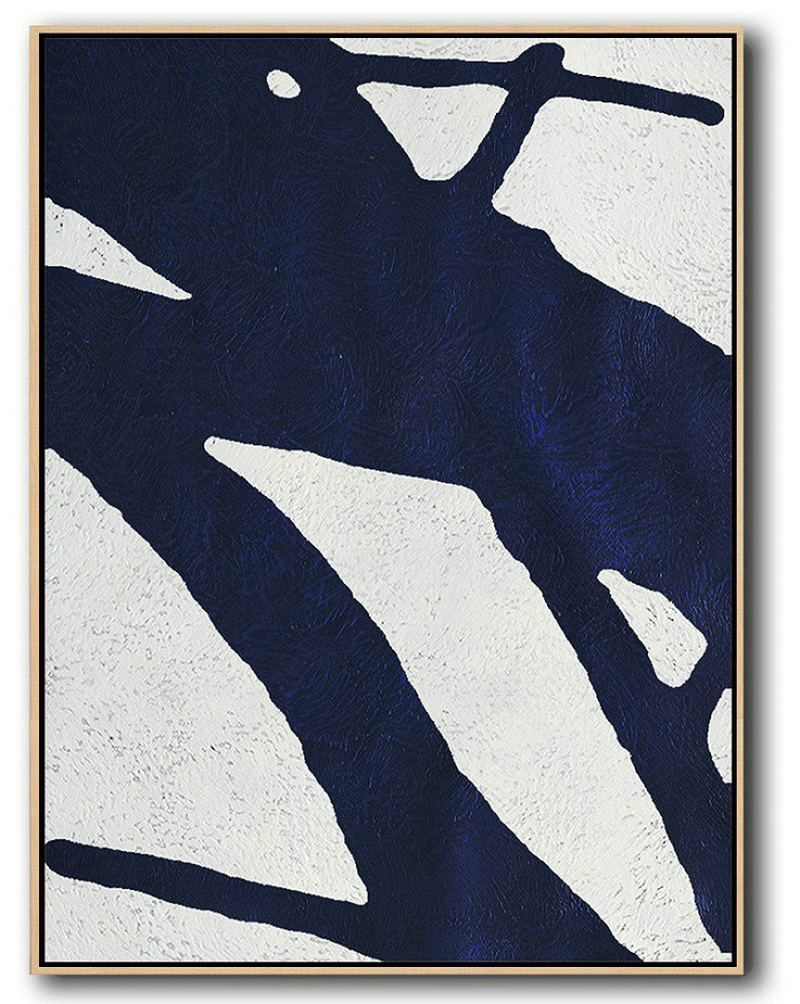 Buy Hand Painted Navy Blue Abstract Painting Online,Large Modern Abstract Painting #Q7L2